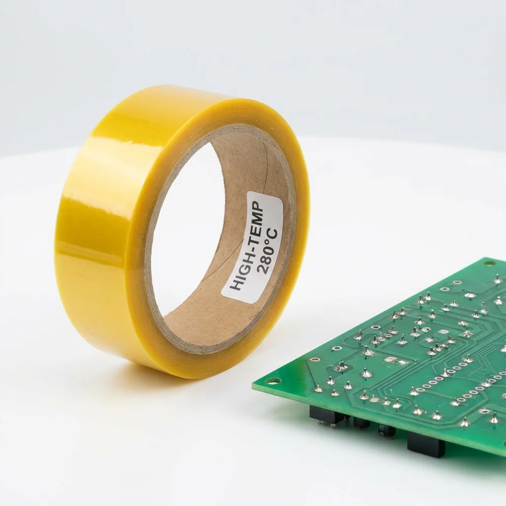 JIAOTAOTAO Tape manufacturer wave soldering tape PET silicone 280°C rated yellow roll next to PCB with gold finger edge connectors